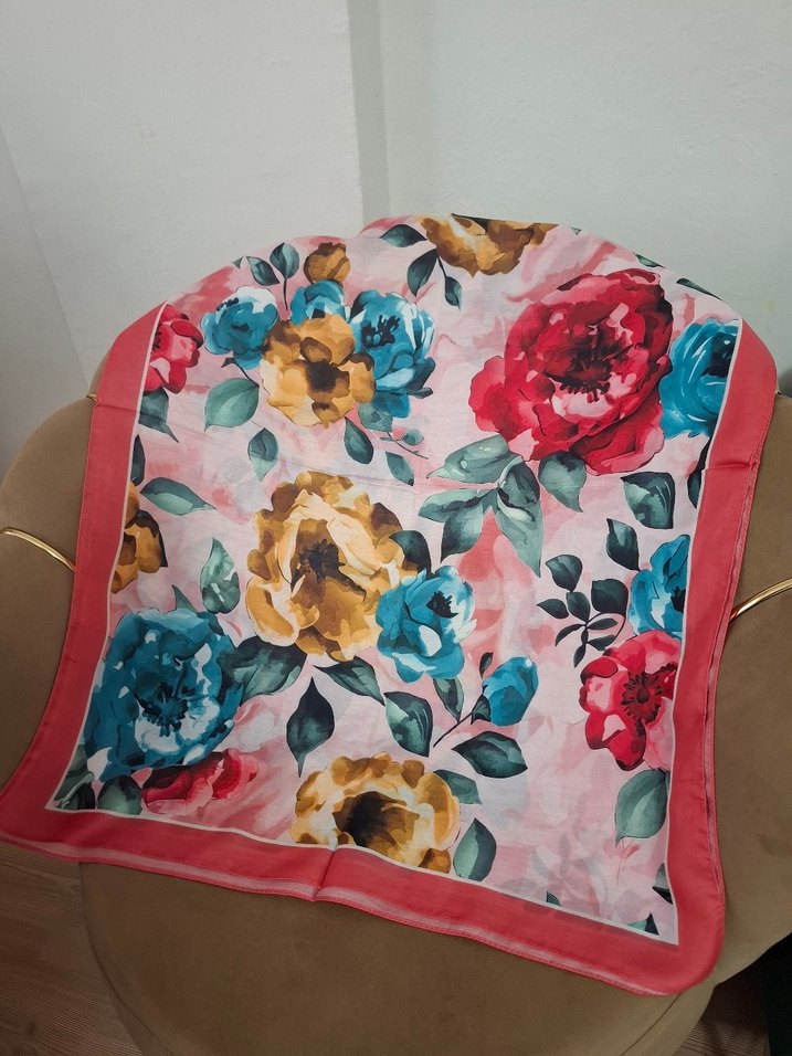 pembe çiçekli şal - Görsel 2