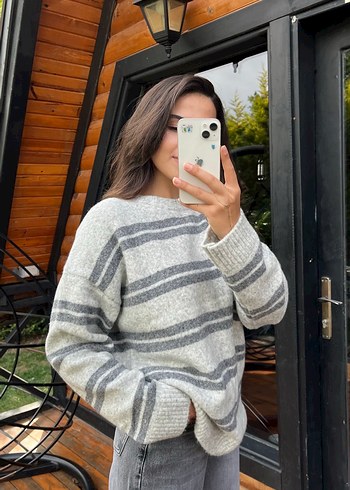Diğer Çizgi detaylı yumuşacık oversize kazak