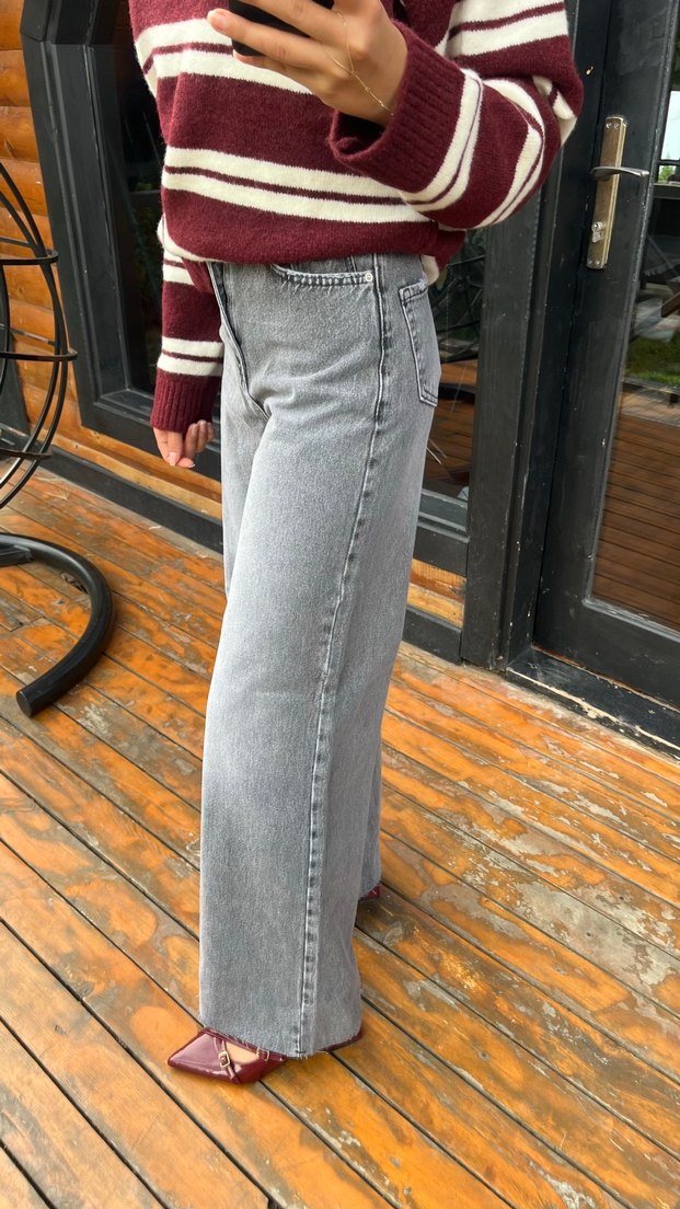 Gri renk kot pantolon - Görsel 4