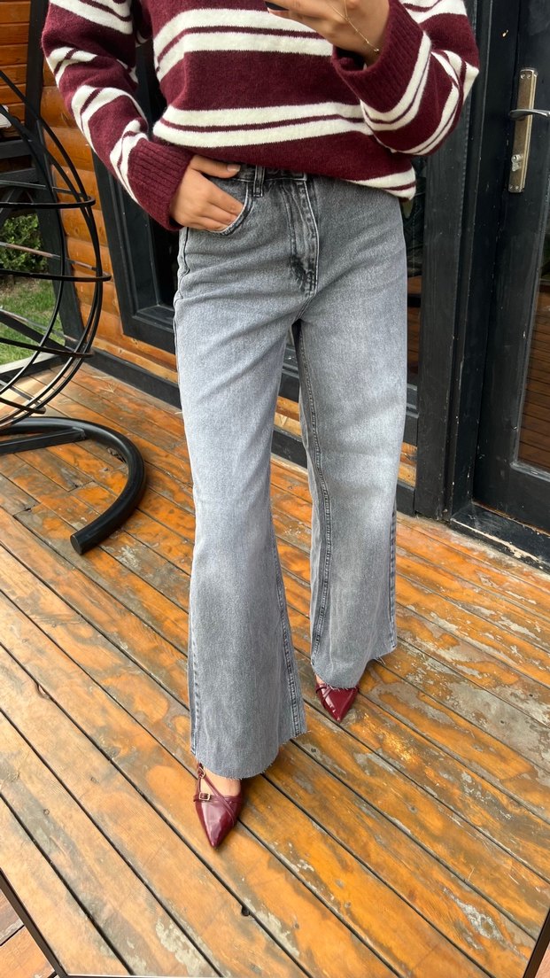 Gri renk kot pantolon - Görsel 2