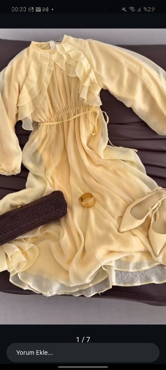 tereyağ sarısı elbise - Görsel 3