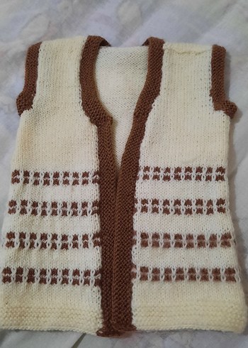 bebek Bej V Yaka Örgü Yelek - Görsel 2