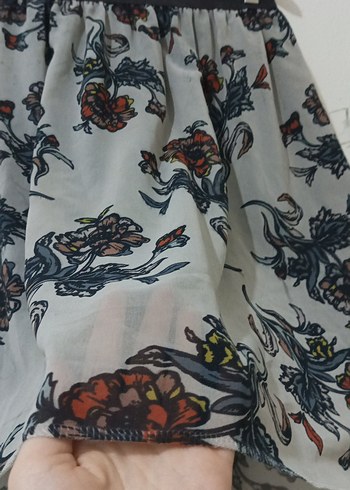 Gri Çiçek Desenli Bohem Midi Etek yazlık efil efil EFSANE - Görsel 2