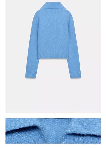 Zara Mavi Kadın Uzun Kollu Hırka - Görsel 5