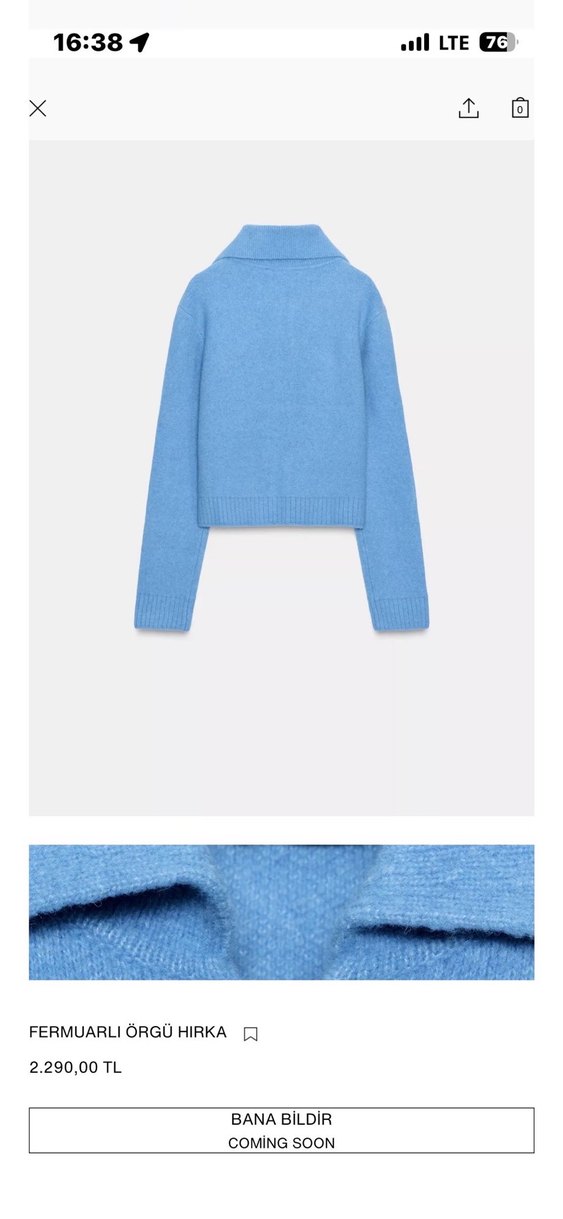 Zara Mavi Kadın Uzun Kollu Hırka - Görsel 5