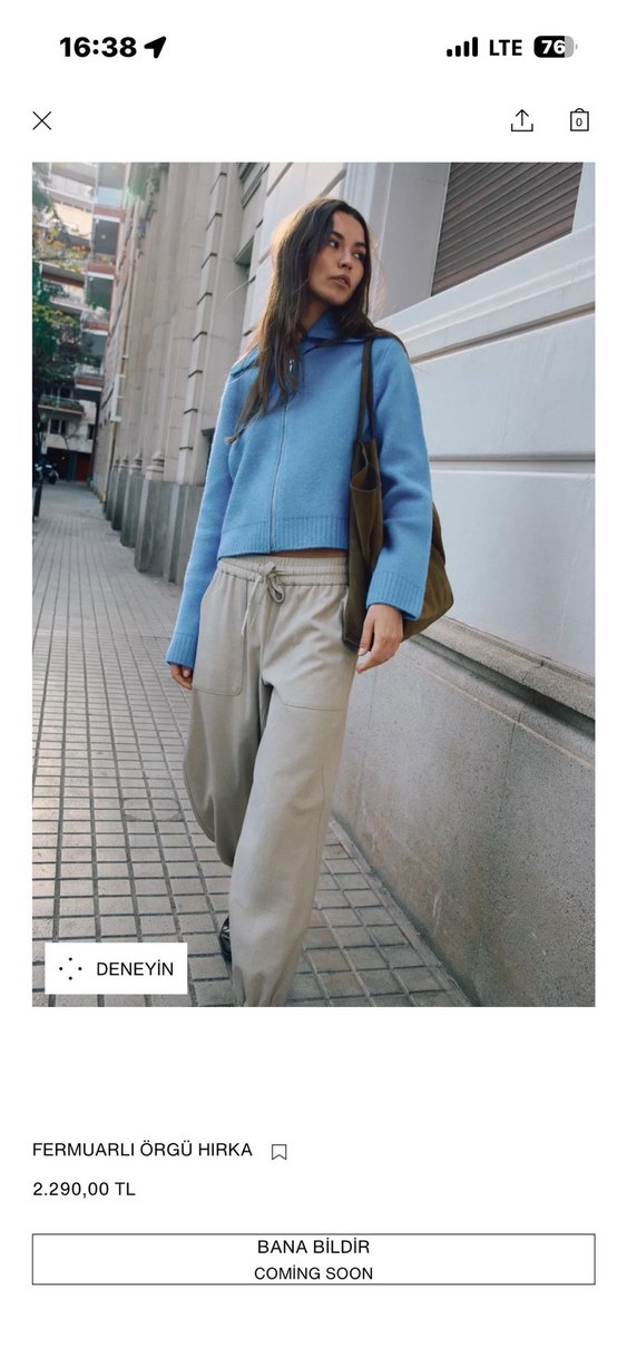 Zara Mavi Kadın Uzun Kollu Hırka - Görsel 4