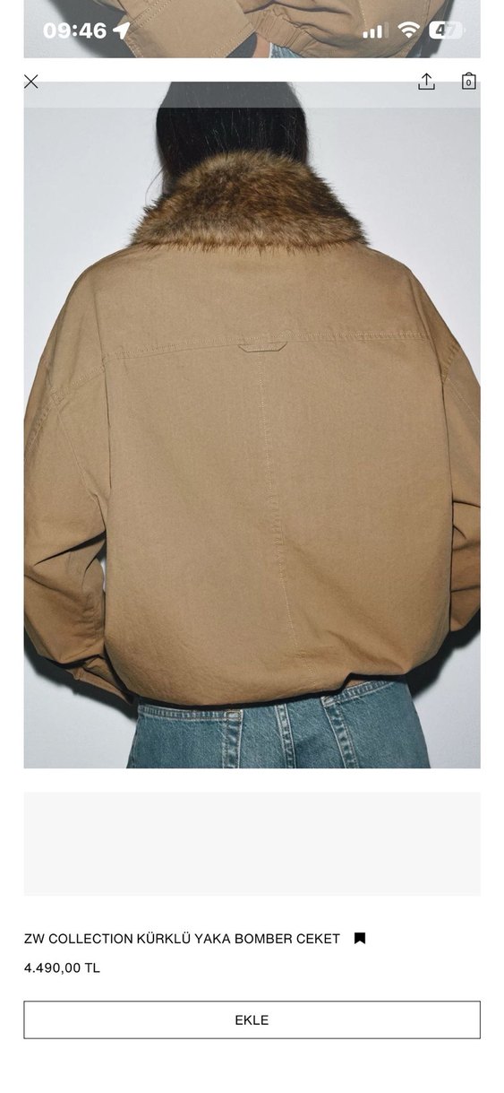 Zara Taba Renkli Kürklü Kadın Ceket - Görsel 5