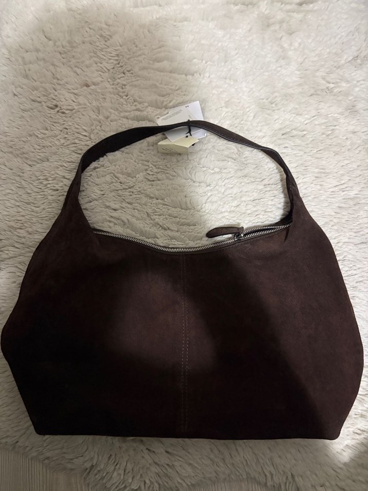 Mango Kahverengi Süet Kadın Omuz Çantası - Görsel 2