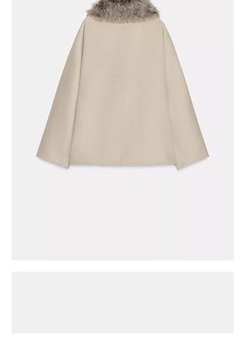 Zara Bej Kürklü Yakalı Midi Kadın Kaban - Görsel 4