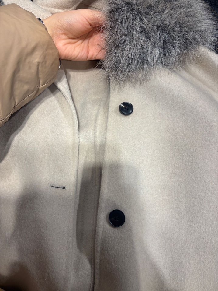 Zara Bej Kürklü Yakalı Midi Kadın Kaban - Görsel 3