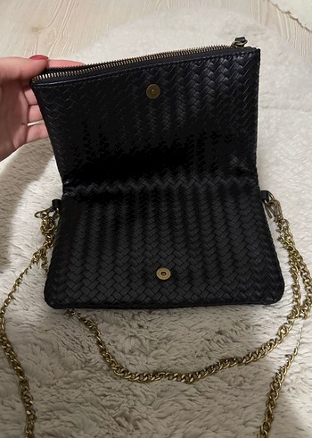 Mango Zincir Detaylı Siyah Deri Kadın Çanta - Görsel 3