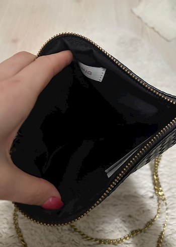 Mango Zincir Detaylı Siyah Deri Kadın Çanta - Görsel 8