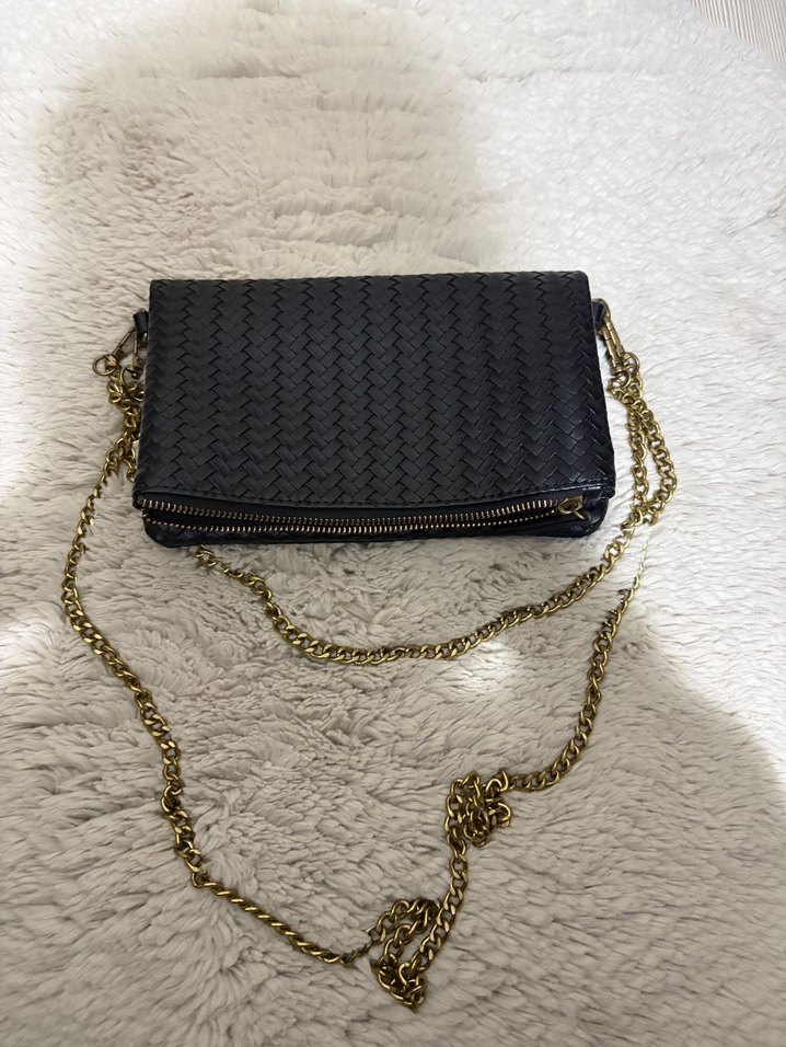 Mango Zincir Detaylı Siyah Deri Kadın Çanta - Görsel 2