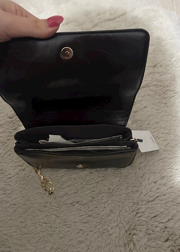 Mango Zincir Detaylı Bordo Deri Kadın Çanta - Görsel 3