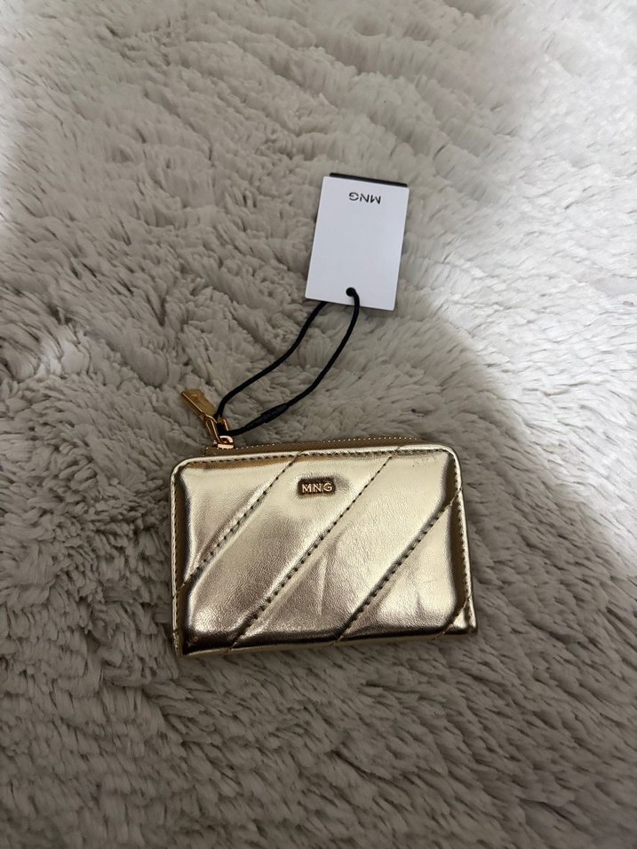 Mango Altın Renk Fermuarlı Deri Cüzdan - Görsel 2