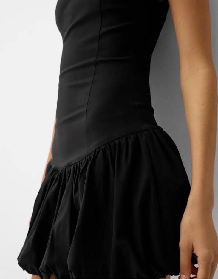 Siyah balon elbise - Görsel 2