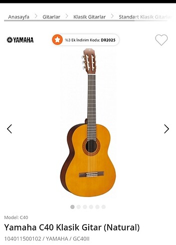 Klasik gitar c40 yamaha