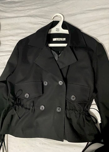 Dugmeli keten kumas ceket - Görsel 2