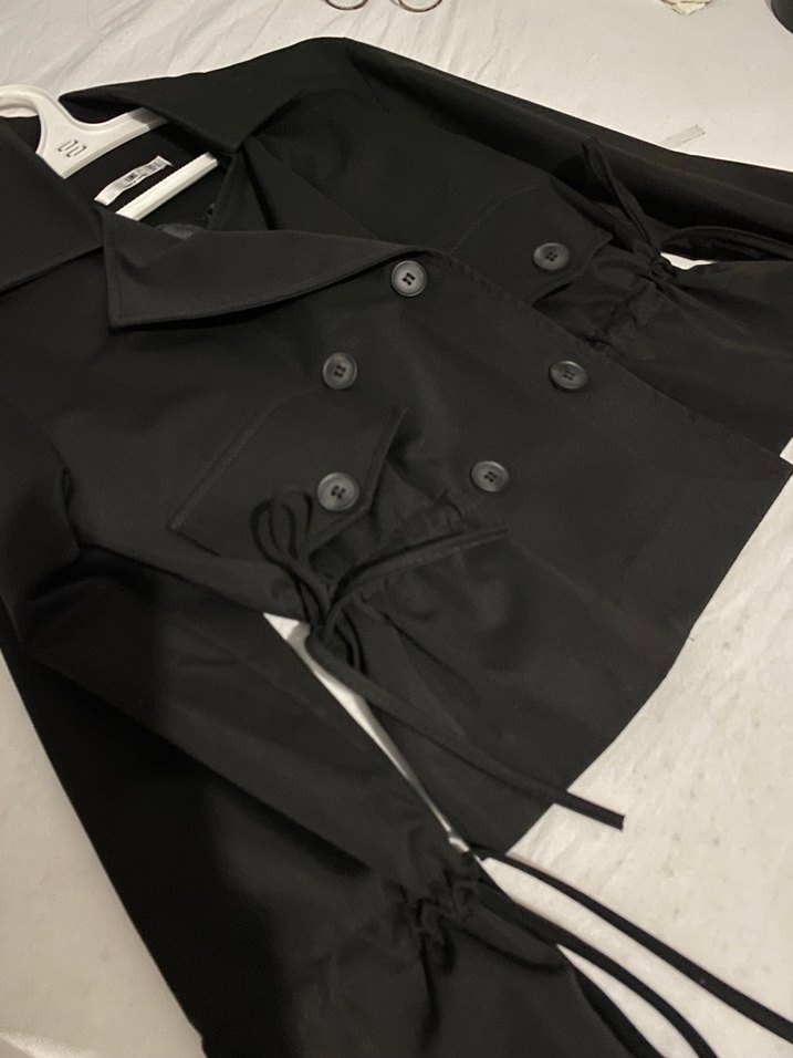 Dugmeli keten kumas ceket - Görsel 4