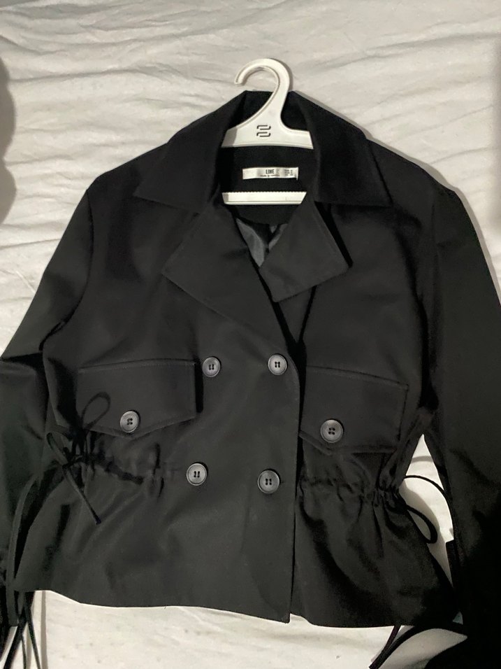 Dugmeli keten kumas ceket - Görsel 2