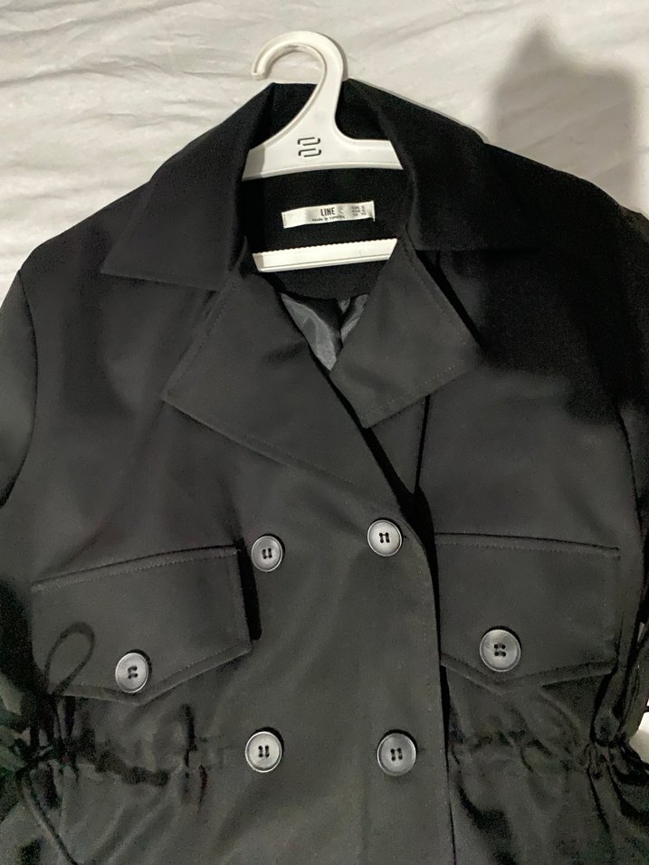 Dugmeli keten kumas ceket - Görsel 3