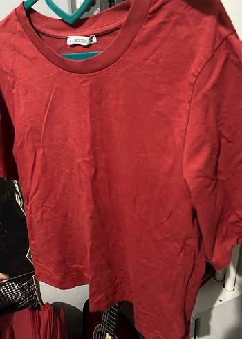 Kırmızı Kadın Kısa Kollu Pamuklu Tişört - Görsel 2