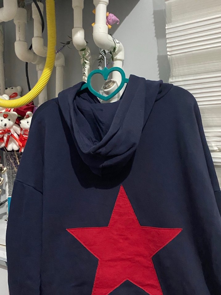 Nakışlı Koyu Mavi Kadın Sweatshirt - Görsel 2