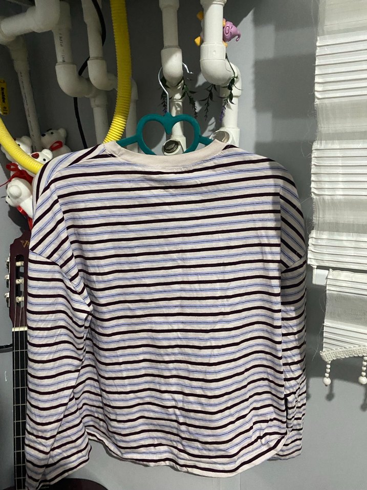 Kadın Çok Renkli Çizgili Pamuklu Sweatshirt - Görsel 2