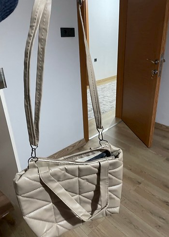 Bej Kadın Fermuarlı Günlük Çanta - Görsel 2