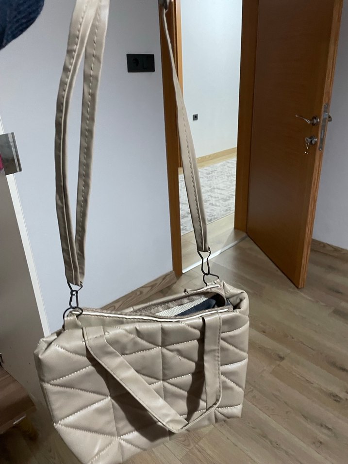 Bej Kadın Fermuarlı Günlük Çanta - Görsel 2