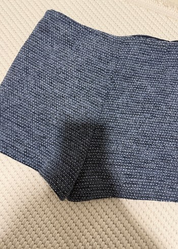 Zara Mavi Örme Mini Etek - Görsel 2