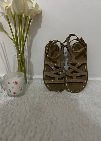 Bej Süet kız çocuk sandalet - Görsel 9