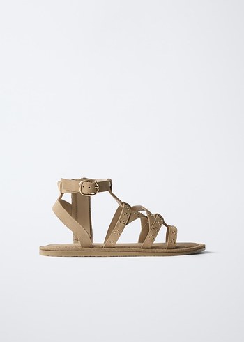 Bej Süet kız çocuk sandalet - Görsel 2