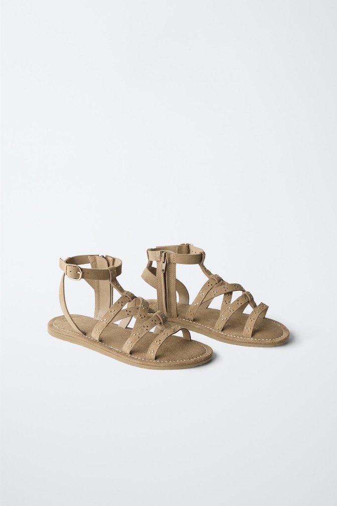 Bej Süet kız çocuk sandalet - Görsel 3