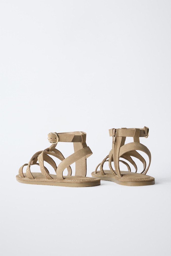 Bej Süet kız çocuk sandalet - Görsel 4