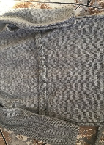 Kadın kaşe Gri Kemerli Uzun Kaban - Görsel 4