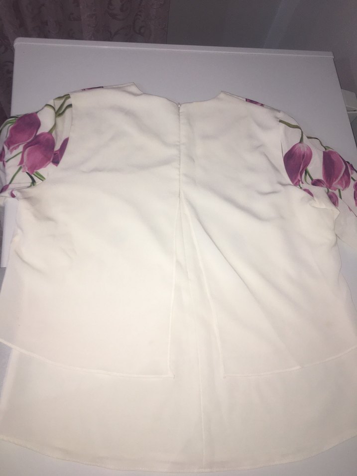 Mor Çiçek Desenli Uzun Kollu Bluz - Görsel 2