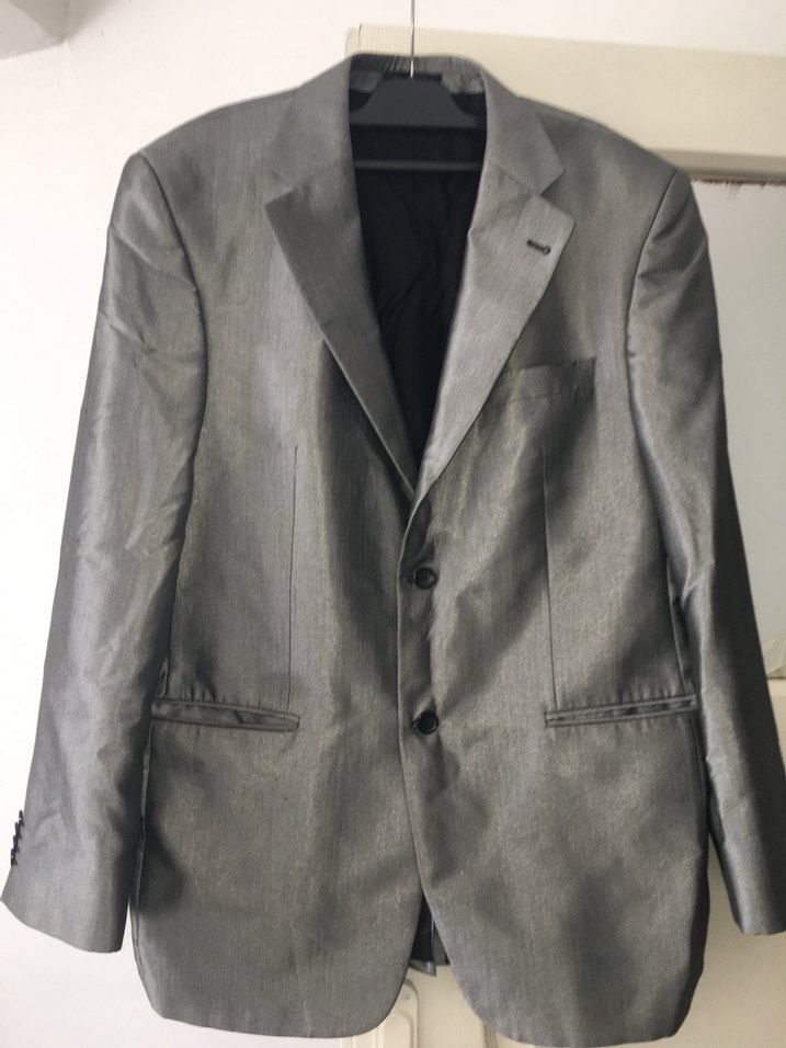 Gri Erkek Takım Elbise, Regular Fit, Düğmeli - Görsel 3