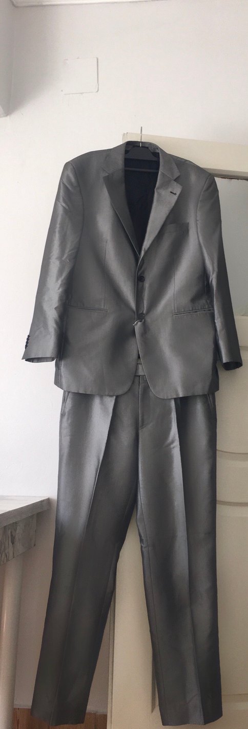 Gri Erkek Takım Elbise, Regular Fit, Düğmeli - Görsel 2