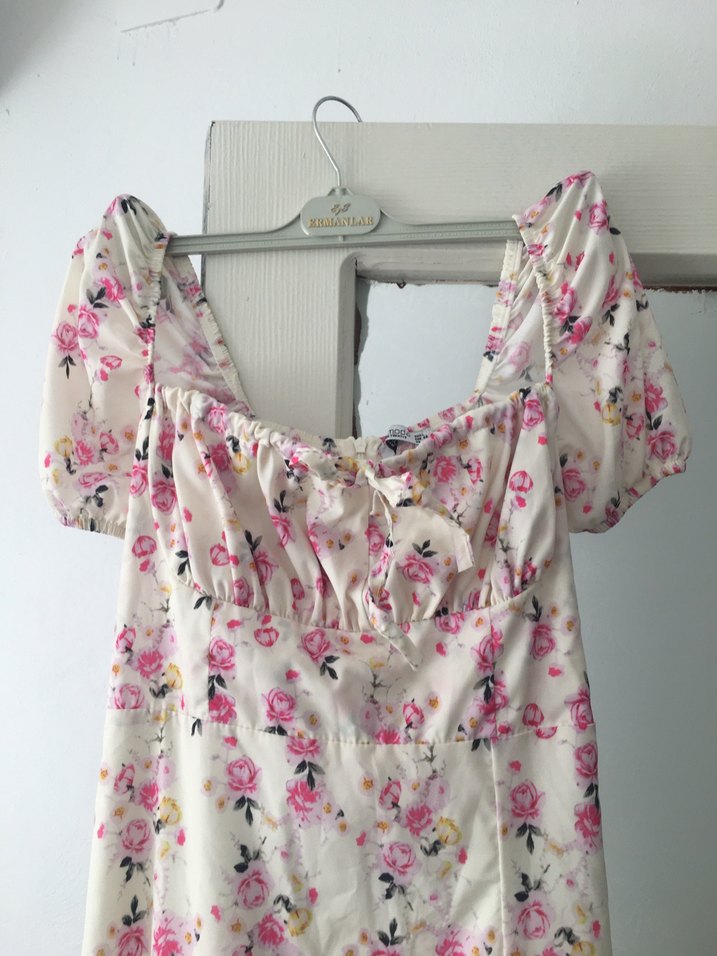 Pembe Çiçekli Uzun Bohem Elbise - Görsel 4