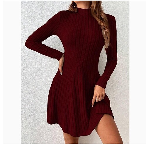 Volanlı Mini Elbise - Gri-bordo-siyah