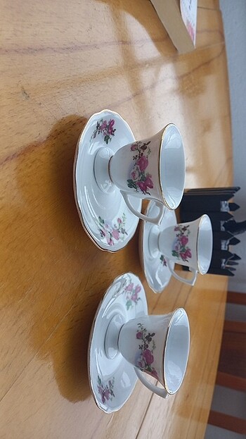 3lü Vintage küçük kahve fincan takimi