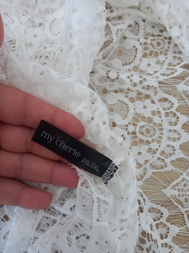 BÜYÜK BEDEN 
Dantel Detaylı Beyaz Mini pareo etek - Görsel 4