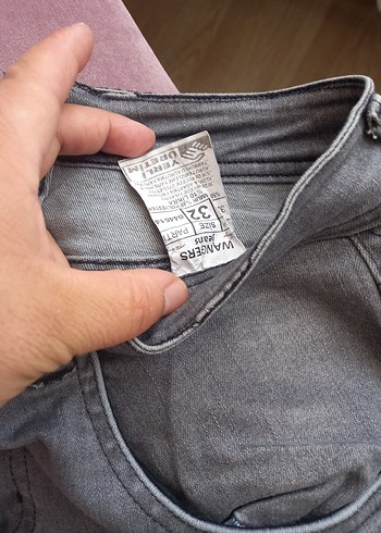 Diğer Gri ful likrali buyuk beden Kadın Kot Pantolon