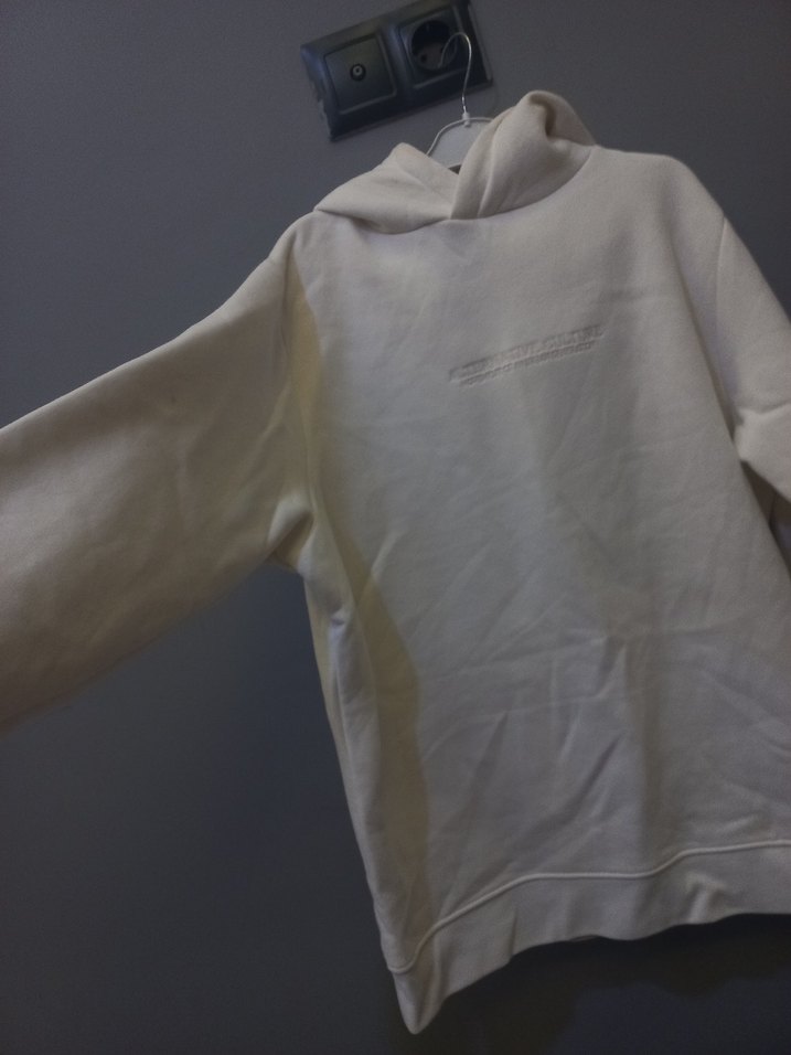 Kapüşonlu Beyaz Kadın Sweatshirt - Görsel 2