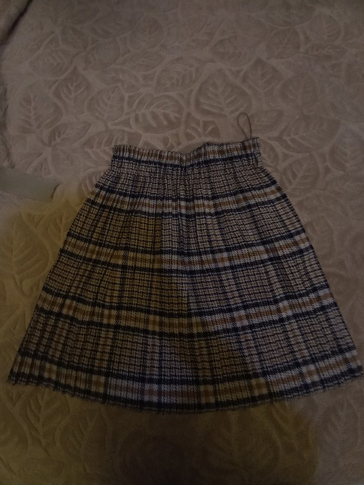 Kadın Ekose Desenli Pilili Midi Etek - Görsel 2