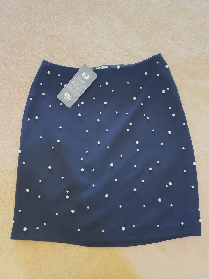 İnci Detaylı Lacivert Mini Etek - Görsel 3