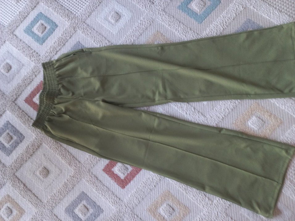 Kadın Haki Kumaş Pantolon - Görsel 3