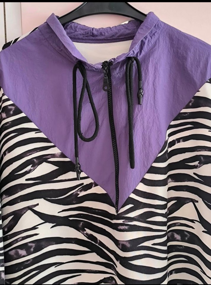 BM istanbul Mor Zebra Desenli Fermuarlı Uzun Kollu Tunik - Görsel 2