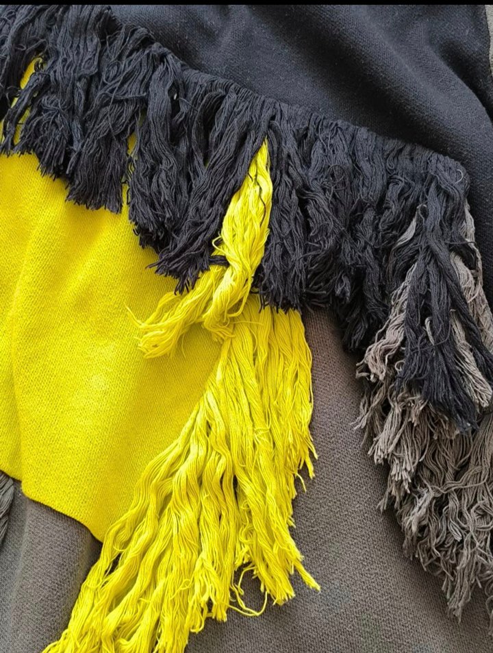 hukka püsküllü  yeşil siyah Kadın triko tunik - Görsel 4